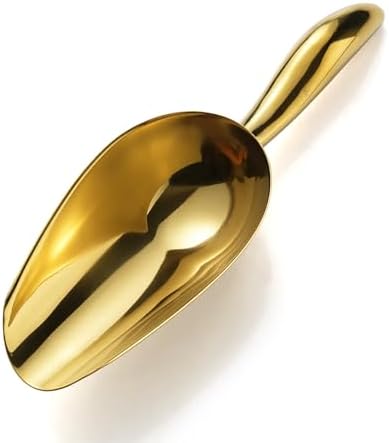 Gold Foodservice Stainless Steel Bar Ice Flour Utility Scoop, 6-Ounce Round Bottom Small ice scoop For Multi-Purpose Use, Contoured Handle