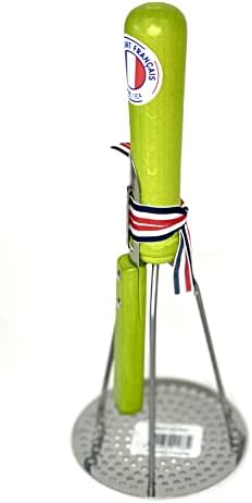 Roger Orfevre Stainless Steel Potato Masher & Peeler Combo, 100% Made In France, Wood Handle (Green)