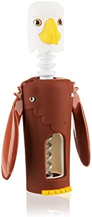 True Zoo Bald Eagle Corkscrew Wine Opener, Winged Design with Easy Grip Soft Touch Wings, Stainless Steel and Plastic with Sharp Screw for Wine Bottles, Home Bar, Kitchen, Novelty Gifts