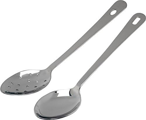 Genware NEV-300012 Serving Spoon with Hanging Hole, Stainless Steel, 12"
