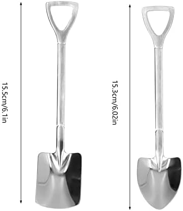 2Pcs 6 Inch Stainless Steel Shovel Spoons,Ergonomic Handle Ice Cream Scoop for Dessert Fruit Yogurt, Mini Kitchen Tableware Tools for Home Restaurant(#1)