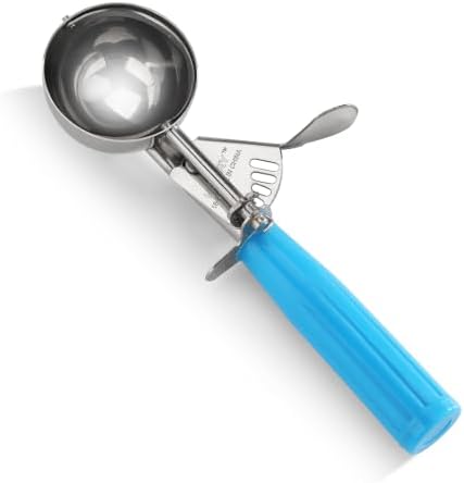 Portion Scoop - Disher, Cookie Scoop, Food Scoop - Portion Control - 18/8 Stainless Steel, Blue Handle (#16 / 2oz)