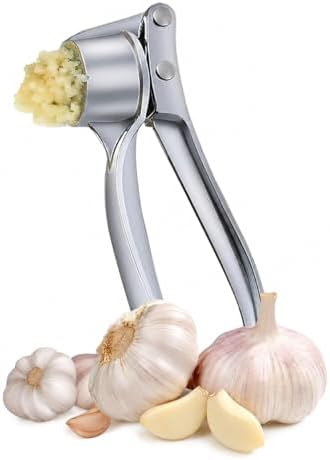 Garlic Press Stainless Steel, Garlic Mincer Tool, No Need to Peel Garlic Ginger Crusher & Masher, Ginger Crusher, Easy-Squeeze Garlic Smasher