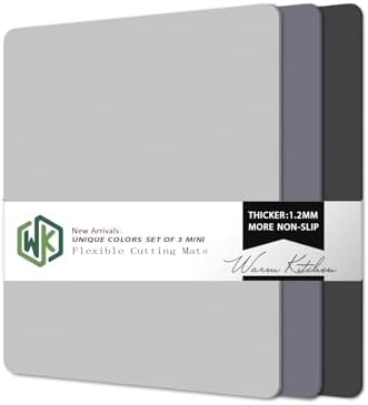 WK Small Flexible Plastic Cutting Boards for Kitchen Set of 3, Non Slip Cutting Mats for Meat, Mini Cutting Board Mats, BPA Free, Dishwasher Safe, 7.3x11.5"