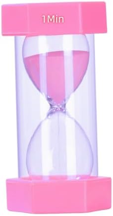 Colorful Sand Timers, Hourglass Sand Timers 1 Minute Sandglass Timer with Protective Cover for Toothbrush Timer Games Classroom Home Office Cooking(Pink+1Min