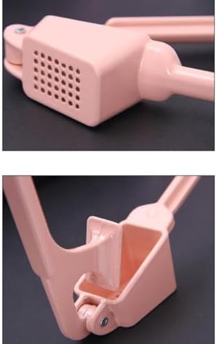 Multifunction Pink Alloy Garlic Press and Mincer Crusher with Peeling Function, Sturdy Kitchen Garlic Presser for Easy Crushing and Slicing, for Home Cooking and Food Preparation