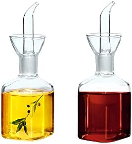 LandHope Oil Bottle Glass Olive Oil Dispenser Bottle Glass Cooking Oil Vinegar Measuring Dispenser with Spout for Kitchen and BBQ (125ml/4.27oz,2 Pack)
