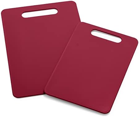 GreenLife Cutting Board Set 8x12" & 10x14", Extra Durable, Meal Prep, Non-Slip, Grip Handles, Crack Resistant, Dishwasher Safe, Reversible, Versatile Kitchen Essentials, Red