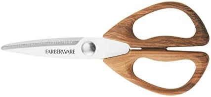 Farberware All-Purpose Kitchen Shears with Faux Wood-Grain Finish Handles, Stainless Steel Blades, Multipurpose Scissors for Meat, Herbs, and More