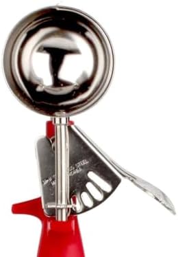 TrueCraftware- 1-1/3 oz Portion Scoop #24 Stainless Steel with Triangle Red Handle- Ice Cream Scoop Cookie Scoop for Cookie Dough Batter
