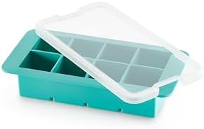 Lékué XL Square Block Ice Cube Mold Tray For Freezer With Lid | Made With Platinum Silicone | 6 x Large Elegant Style Ice Cubes for Cocktails, Whiskey, Brandy, Ice Tea, Coffee & More | Turquoise