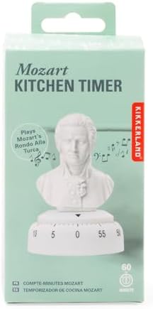 Kikkerland Mozart Timer – Musical Gadget for Home & Kitchen – 60 Minute Windup Timekeeper for Cooking for Music Lovers
