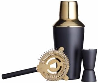KitchenCraft BarCraft Luxury Stainless Steel Cocktail Making Kit - Brass Finish (3-Piece Gift Set)