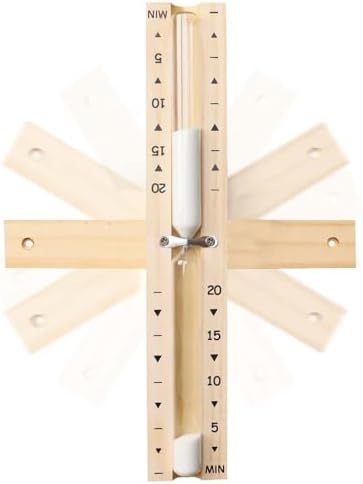 Sauna Sand Timer, Rotatable Wooden 20 Min Heat‑Resistant Hourglass Sand Clock for Sauna SPA, White