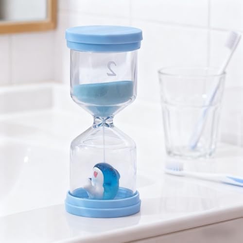 2 Minute Sand Timer,Hourglass Timer in Macaron Blue with Shark Pattern
