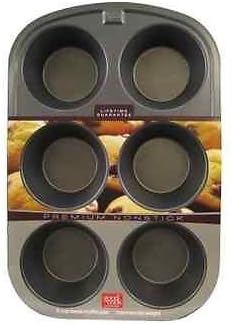 GoodCook Everyday Nonstick Steel Jumbo Texas Muffin Pan, 6-cup, Gray (Pack of 12)