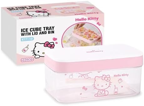 Ice Tray with Lid and Bin and Ice Scoop, Cartoon Silicone Ice Molds, 24 Holes Cute Cat Ice Cube Tray for Drinks, Coffee, Cocktail