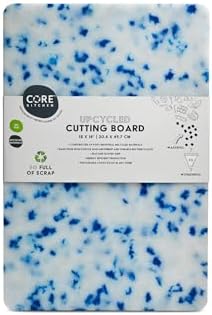 Core Home Upcycled BPA Free 12 x 18 Inch Made of Post Industrial Recycled Plastic Materials Charcuterie Platter Non-Slip Chopping Cutting Board, Blue Confetti