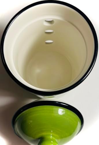 BonCera, Premium Ceramic Garlic Keeper Jar with Lid - Green Chili