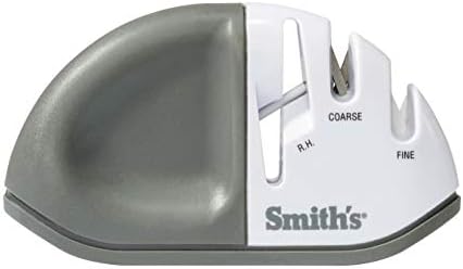 Smith's 51003 Diamond Edge Grip™ MAX 2-Stage Sharpener – White - Compact - Non-Slip Base - Patented V Grip – Sharpen Knives & Scissors - Diamond & Ceramic Sharpeners