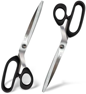 2.2T Stainless Blade Kitchen Scissors - 9.6in x 2Pack | Korean Style Sharp Heavy Duty All Purpose Kitchen Shears for Cooking Food | Barbecue Kalbi Rib Meat Cutting Dishwasher Safe (GG153, Black)