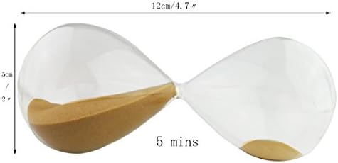 Large Fashion Colorful Sand Glass Sandglass Hourglass Timer Clear Smooth Glass Measures Home Desk Decor Xmas Birthday Gift (5 Minutes, Brown)
