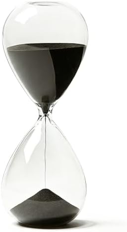 Hourglass, HoveBeaty Black Sand Timer, 15 Minute Hand-Blown Glass