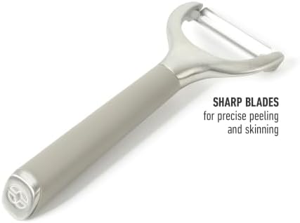 Calphalon Stainless Steel Vegetable Peeler with Swivel Blade, Ergonomic Non-Slip Grip Handle for Fruits & Vegetables, Kitchen Peeler for Smooth Peeling & Meal Prep