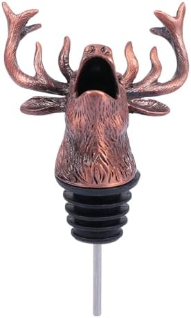 Happyyami Elk Head Wine Pourer Decorative Bottle Stopper Zinc Alloy Smooth Pour Spout for Wine Aerator Bar Accessories Christmas