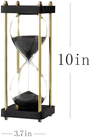 Hourglass Timer 60 Minute, Golden Wooden Sand Timer, Black