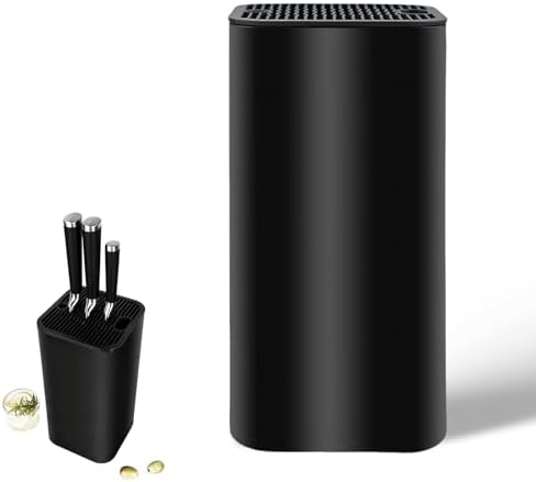 Universal Knife Block, Detachable Square Knife Storage Holder (Knives Not Included) - Black Kitchen Knife Stand