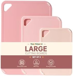 THETCHRY Plastic Cutting Board Set of 3, Pink Cutting Board for Kitchen