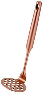 Stainless Steel Potato Masher for Non-Stick, Sturdy and Durable Whole Shaped Food Masher Hand Kitchen Aid, Avocado Masher Kitchen Tool Dishwasher Safe (8 in, Rose Gold)