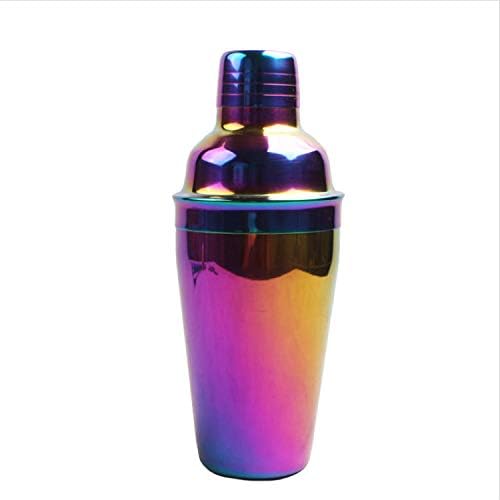 Stainless-Steel Rainbow-Cocktail-Shaker-Set 8PC Bartending-Tool - with Bartender Supplies Kit (550ML, Rainbow)