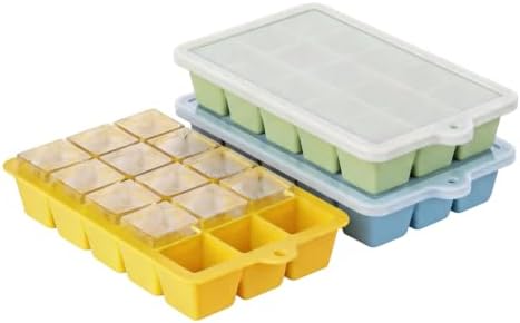 Silicone Ice Cube Tray 3 Pack, HANCELANT Ice Cube Mold, Ice Trays for Freezer with Lid for Whiskey, Cocktail, Drinks and Food, Freezer, BPA Free, Easy Release