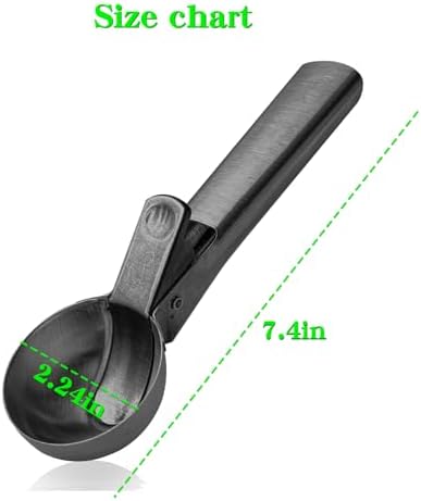 Ice cream scoop, a portable stainless steel ice cream scoop with trigger device and comfortable handle, suitable for DIY mixed ice cream, fruits, frozen yogurt, etc Large (1pcs Large black)