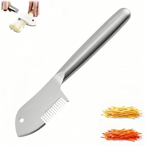 2 in 1 Julienne Peeler, Vegetable Peeler Stainless Steel, Precision Julienne Blade, Multi-Functional Vegetable Julienne Slicer Quick & Easy Kitchen Shredder Tool for Fruit, Potatoes, Carrot (1PC)