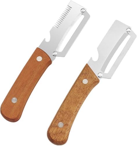Stainless Steel Vegetable Potato Peeler with Wooden Handle, Manual Fruit & Vegetable Peeler for Carrots, Apples, Cucumbers and Kitchen Meal Prep 2PCS/SET