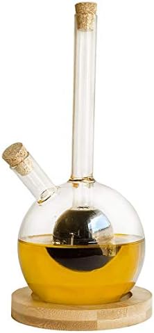 Lily's Home Glass Olive Oil and Vinegar Dispenser, A Beautiful Addition to Any Kitchen and Dinnerware Set with Bamboo Coaster.