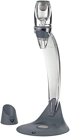 Vinturi Deluxe Essential Pourer and Decanter Tower Stand Easily and Conveniently Aerates by the Bottle or Glass and Enhances Flavors with Smoother Finish, Gray, Red Wine Set