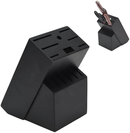 Wood Kitchen Knife Block, Universal Kitchen Knife Holder Kitchen Knife Storage Rack 14 Slots Knife Holder (Black)