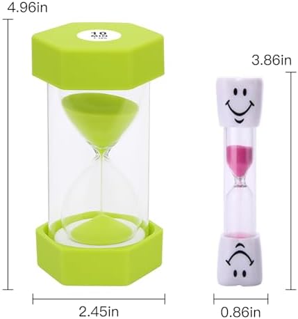 Hexagonal Sand Timer Set, 8-Pack, 2 to 30 Minute, Colorful