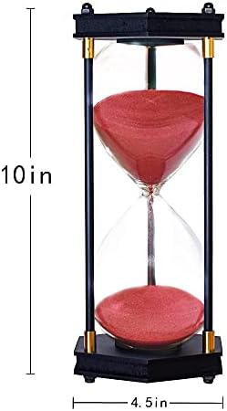 AKAKA MUNING Large Hourglass Timer 60 Minute, Hexagon Wood Sandglass, Red