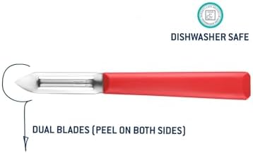 Opinel Les Essentials+ No. 315 Peeler, Corrosion Resistant + Dishwasher Safe, Made in France, Red