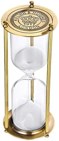 SuLiao Hourglass 60 Minute Timer, Vintage Brass Sand Clock, Unique Metal Watch, Antique Glass with White Sand for Home, Desk, Office, Gifts, Decor