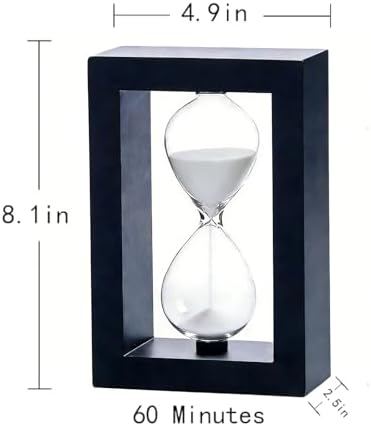 SAMLONG Hourglass 60 Minute Decorative Sand Timer, Wooden White Sand Clock