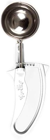 Tiger Chef 5 1/3-Oz. White Easy Grip Left & Right Ergonomic Squeeze Handle Ice Cream Scooper, All-purpose Stainless Steel Dishers For Ice Cream, Cookie Dough, Meat Balls, Rice, etc. NSF Certified