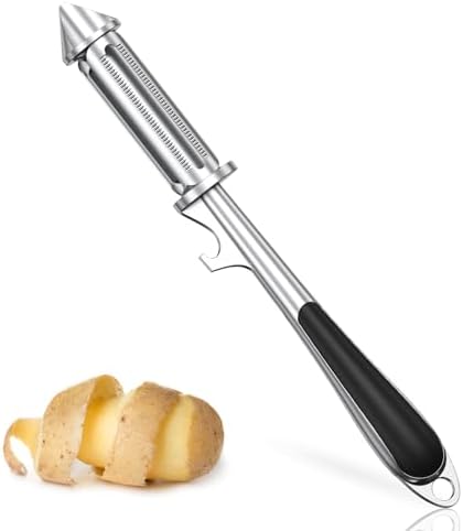 Universal Potato Peeler for Kitchen, 3 in 1 Peeler/Julienne Slicer/Bottle Opener, Sharp Vegetable and Fruit Peeler with Swivel Blade and Ergonomic Handle, Zinc Alloy