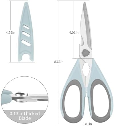 Left Handed Scissors - Multifunctional, Heavy Duty for Meat & Poultry, Safe Food Scissors - Stainless Steel