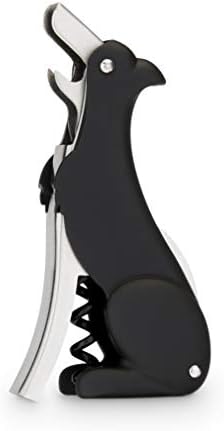 True Zoo Buddy the Bordeaux Collie Black Dog Corkscrew Wine Opener with Built-in Bottle Opener & Sharp Foil Cutter, Stainless Steel and Plastic, Home Bar, Kitchen, Travel, Novelty Gifts, Set of 1